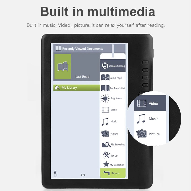 Portable Electronic Book 7 inch eBook Ereader Colorful HD Screen 800x480 E-books Reader Digital Book Read E‑book 4GB/16GB/32GB