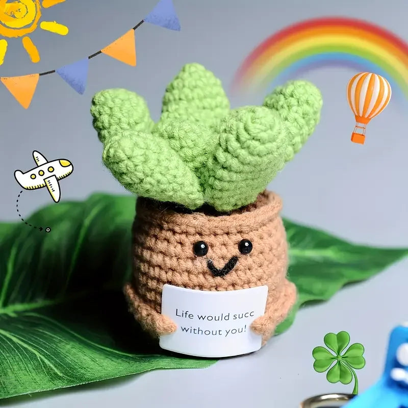 Ornaments Handmade Yarn Crochet Holiday Party Home Decoration Creative Positive Energy Decoration Cards Christmas Gifts