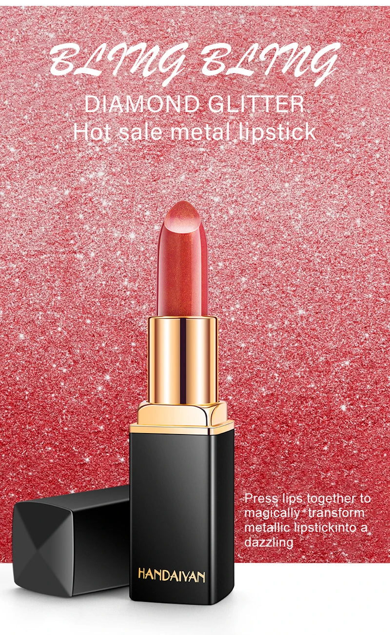 HANDAIYAN 9-Color Temperature-Changing Mermaid Lipstick featuring its mermaid design and vibrant colors.