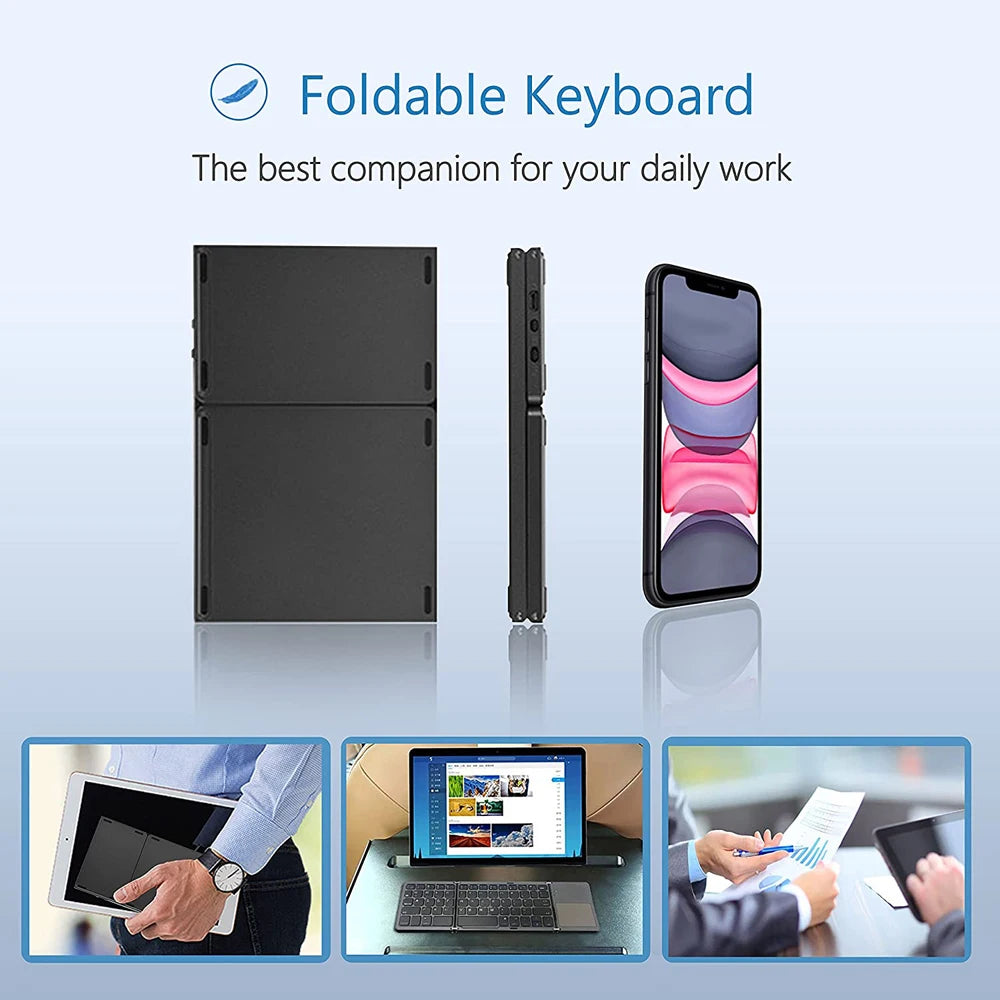 Mini Keyboard Wireless Folding Keyboard Bluetooth Foldable Keyboard with Touchpad