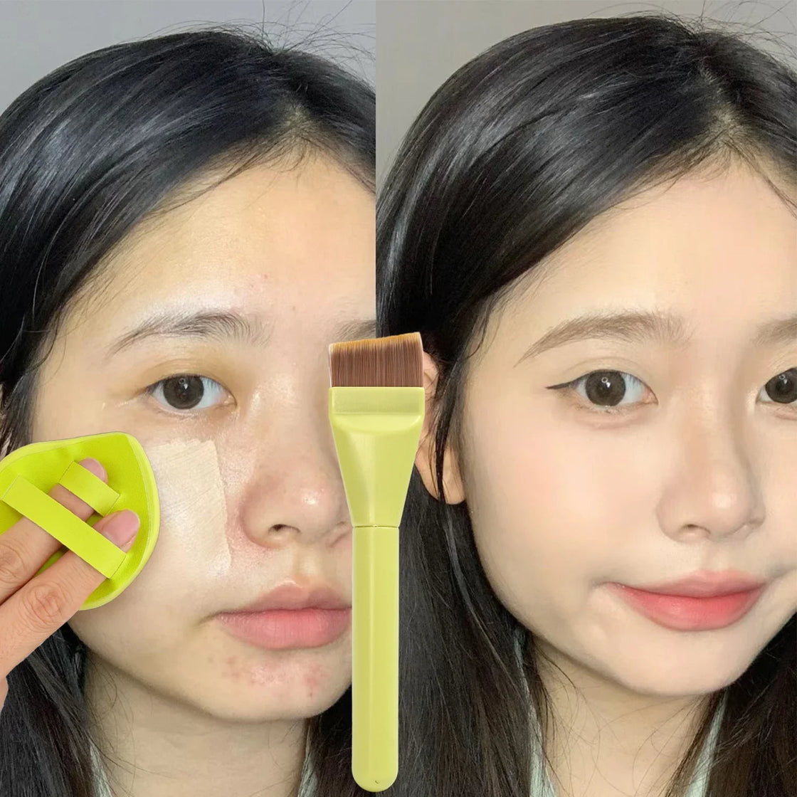 Versatile application of the 3pcs Foundation Makeup Tools Kit demonstrating the convenience of portable makeup tools.