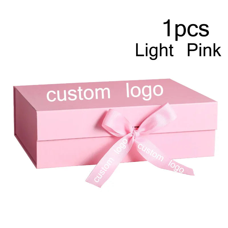 Party Gift Box Large Black Pink Luxury Gift Packaging Box With Ribbon Birthday Wedding Party Supplies Box Personalized LOGO