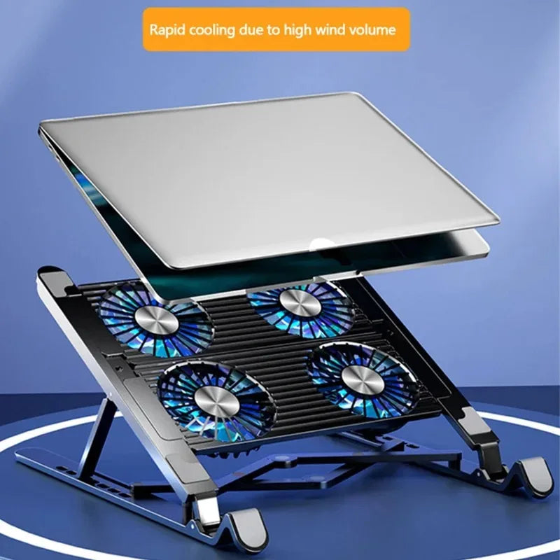Laptop Base Stand Cooler Portable Foldable Notebook Stand with 4 Cooling Fan for 11-17.3 Devices Anti-slip