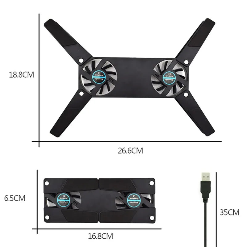 Dual Fan USB Laptop Cooling Pad Stand