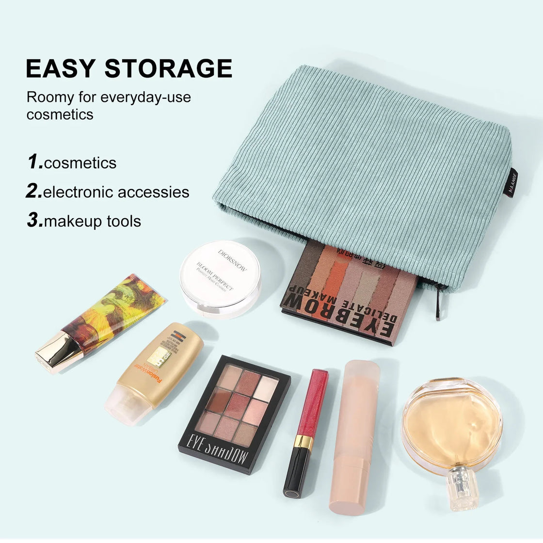 Corduroy Travel Makeup Bag Large Organizer