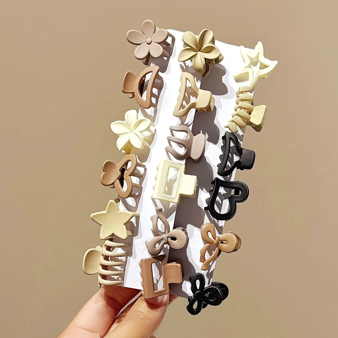 5/10/20/30pcs Beige Mixed Pack Small Clips, Cute Girl Accessories