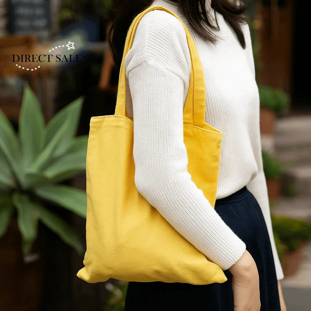 Portable Eco-friendly Canvas Cloth Bags Lightweight Exquisite Shopping Bags Reusable Foldable Double-sided Bags Daily Use