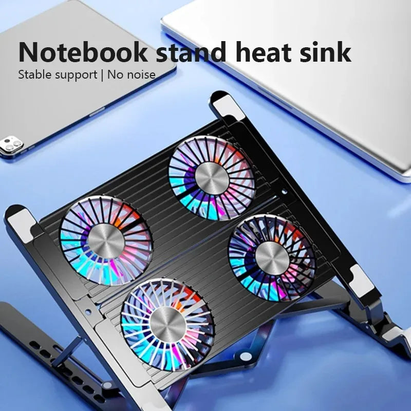 Laptop Base Stand Cooler Portable Foldable Notebook Stand with 4 Cooling Fan for 11-17.3 Devices Anti-slip