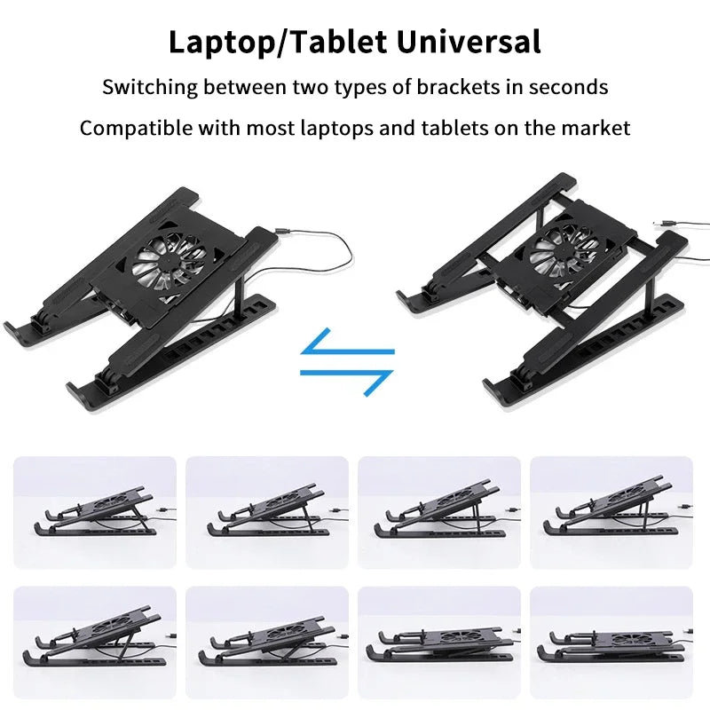 Foldable Notebook Cooler Base; One Cooling Fan Stand; Portable Heightened Laptop Rack
