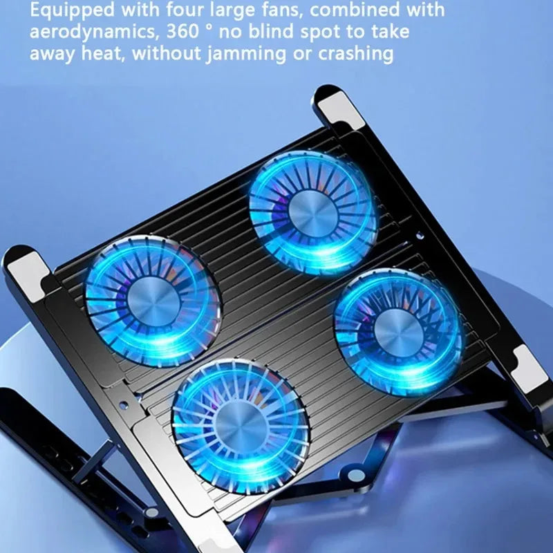 Laptop Base Stand Cooler Portable Foldable Notebook Stand with 4 Cooling Fan for 11-17.3 Devices Anti-slip
