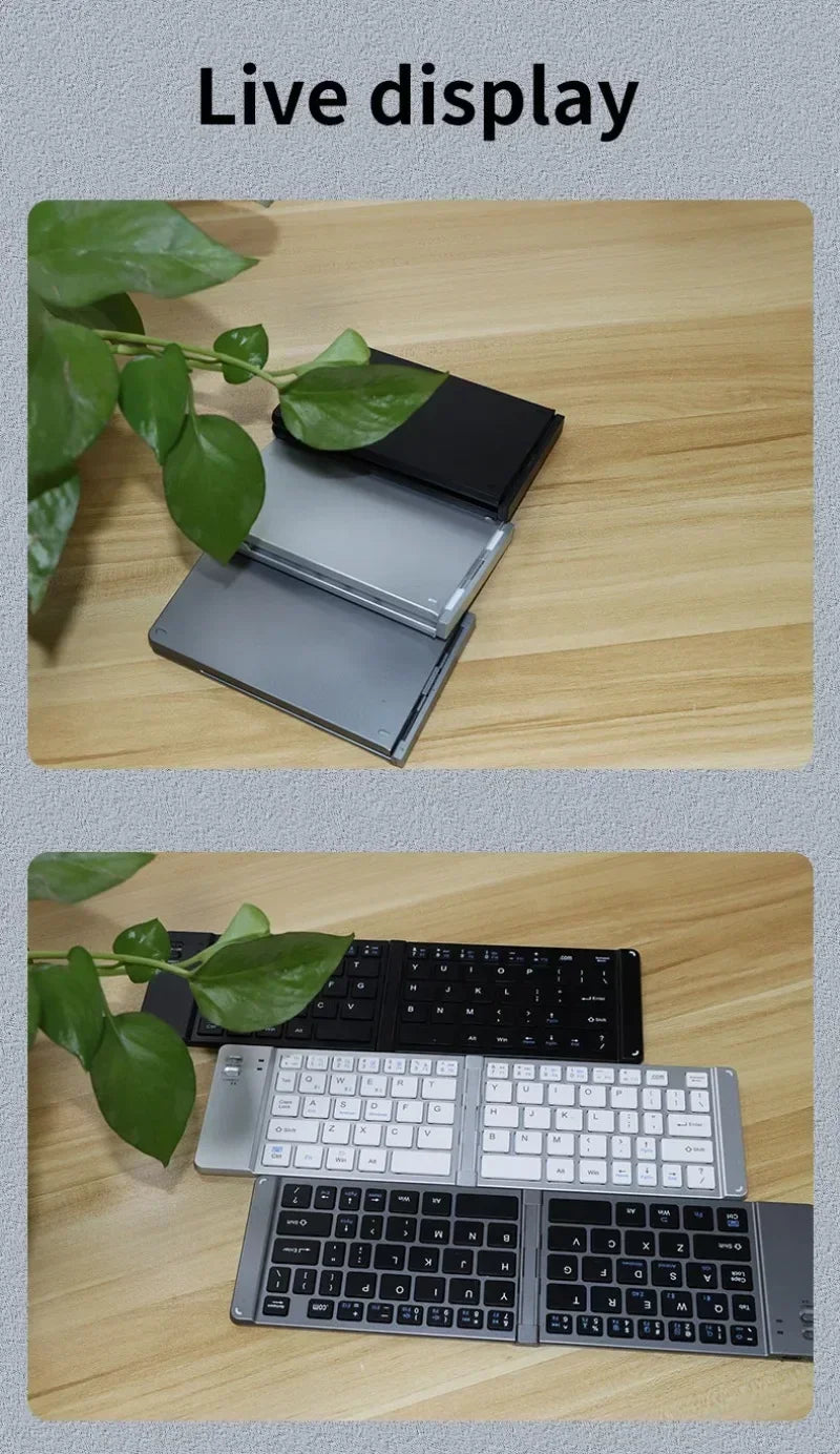 Folding Keyboard and Mouse 2.4G Mini Keypad Bluetooth Wireless Portable Silm Foldable Keyboards