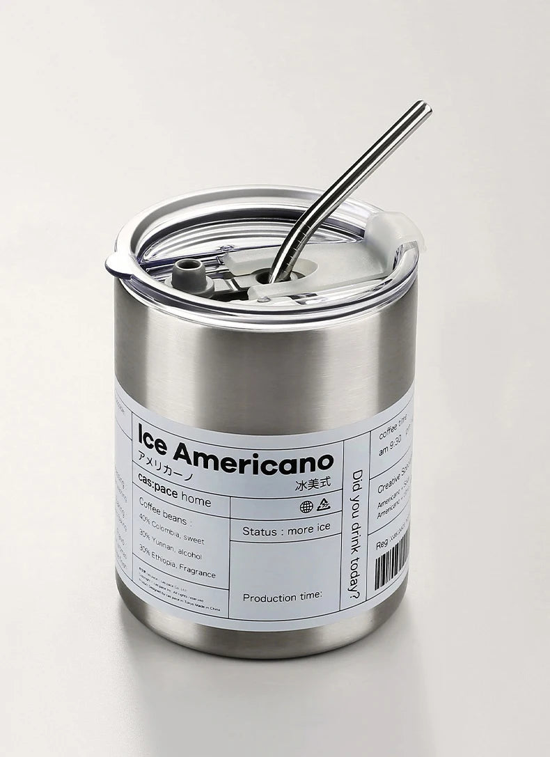 Reusable Coffee Tumbler Cup Double Wall Stainless Steel Vacuum Insulated Travel Coffee Mug with Straw Hot and Cold Mug