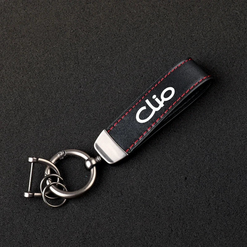 For Clio 2 3 4 5 MK2 MK3 MK4 Car Accessories With Logo Leather Car keychain Horseshoe Buckle Jewelry