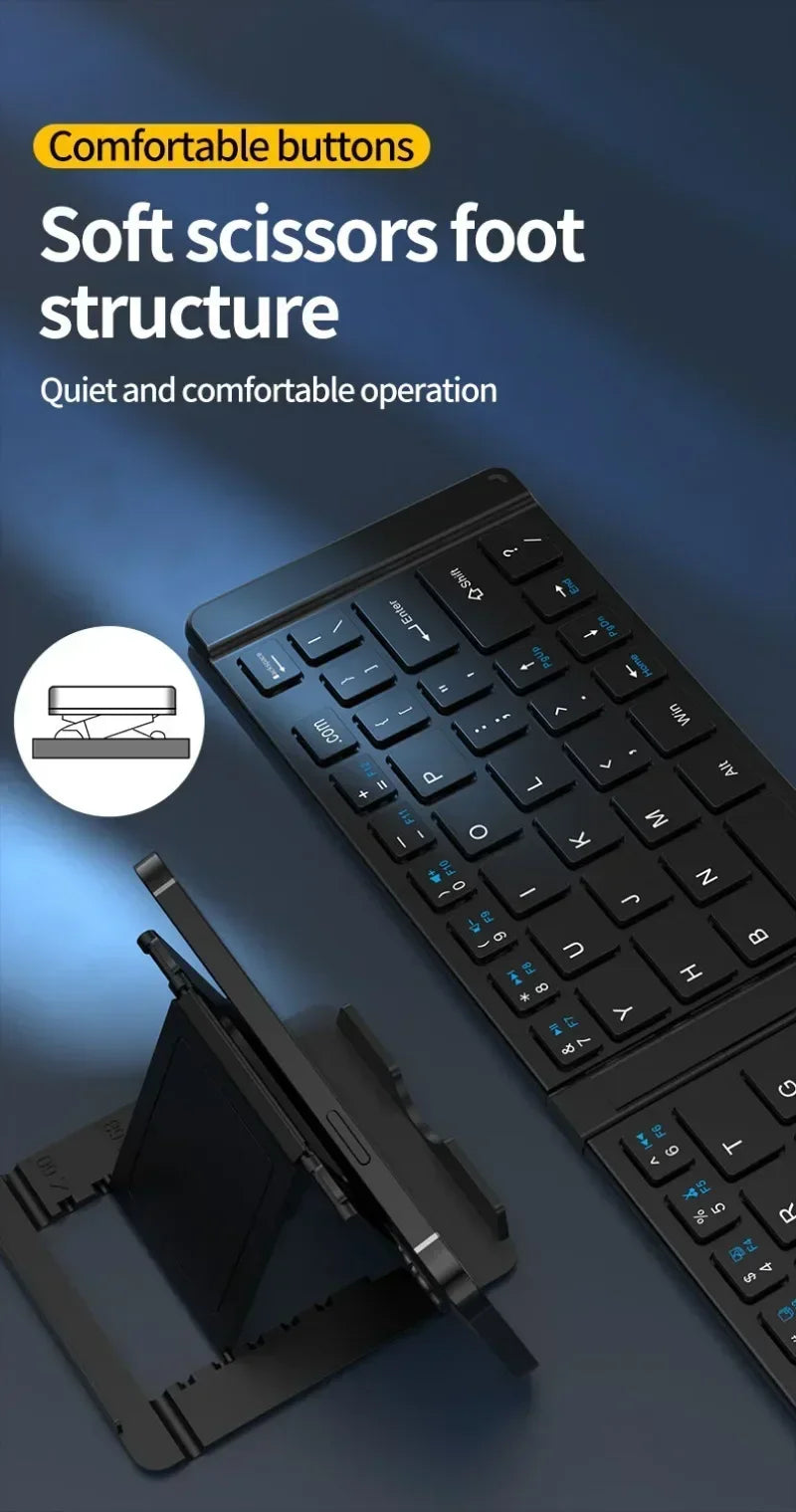 Folding Keyboard and Mouse 2.4G Mini Keypad Bluetooth Wireless Portable Silm Foldable Keyboards