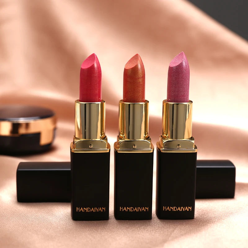 HANDAIYAN 9-Color Temperature-Changing Mermaid Lipstick presented in a stylish environment.