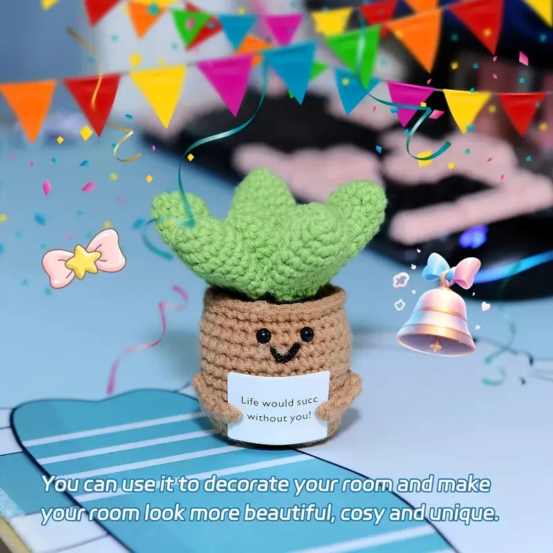 Ornaments Handmade Yarn Crochet Holiday Party Home Decoration Creative Positive Energy Decoration Cards Christmas Gifts