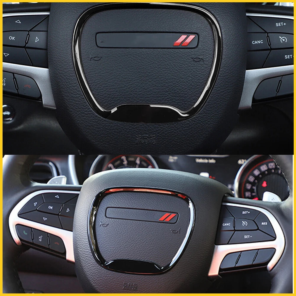 For Dodge Durango Charger Challenger 2015 2016 2017 2018 2019 2020 2021 2022 Car Accessories Stickers Steering Wheel Trim Cover
