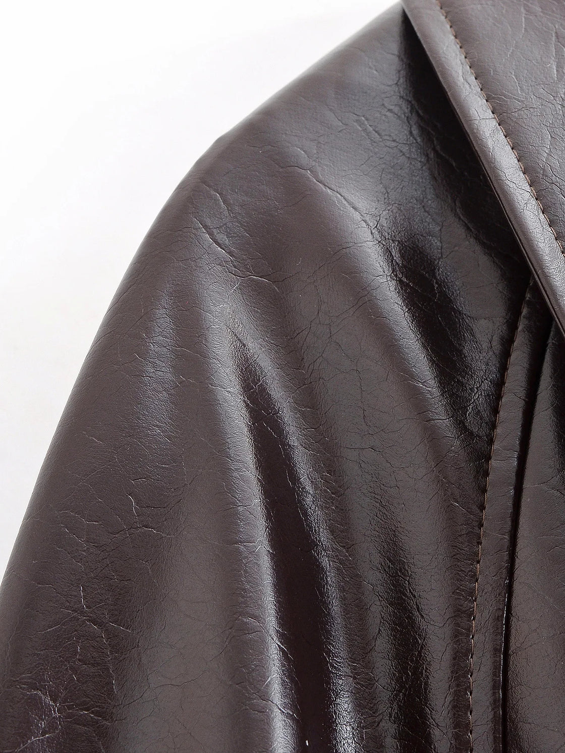 Women's clothing 2025 early autumn new fashionable simple temperament belt lapel imitation leather windbreaker