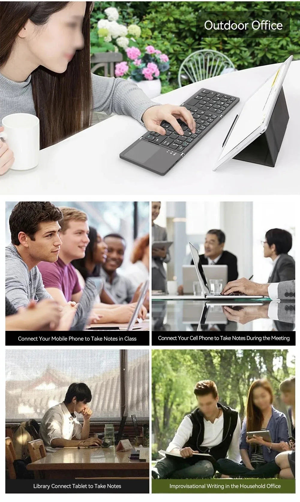 Mini Keyboard Wireless Folding Keyboard Bluetooth Foldable Keyboard with Touchpad