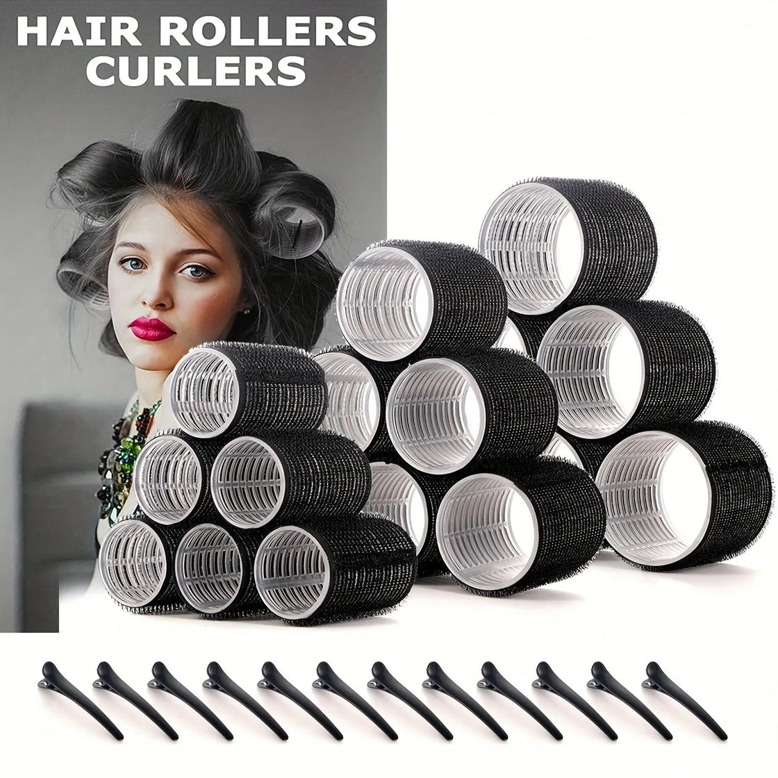 30pcs Heatless Hair Styling Kit Self-Grip Rollers 18pcs Hair Rollers & 12pcs Clips DIY Easy to Use Hair Care Beauty Tools