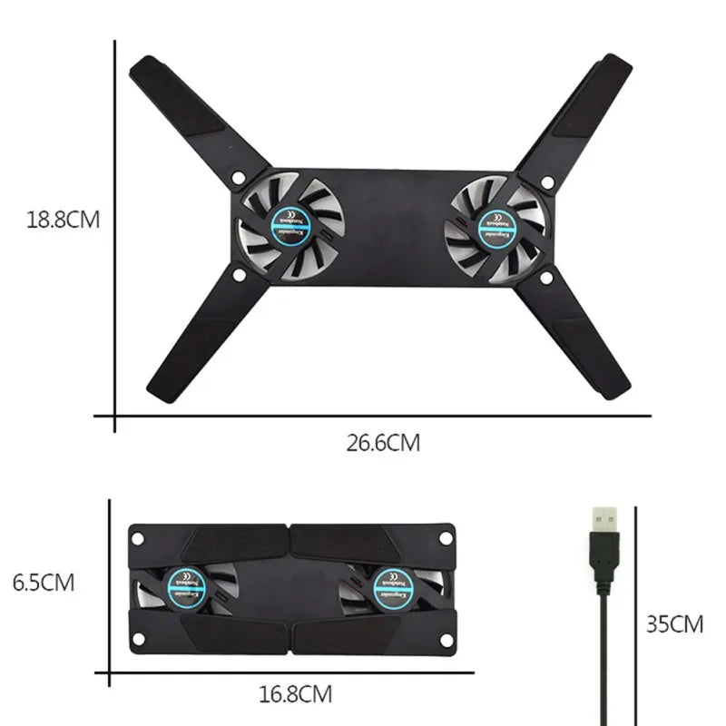 Dual Fan USB Laptop Cooling Pad Stand