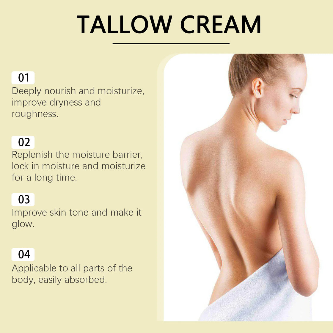 Beef Tallow Moisturizing Face Cream Body Lotion Facial Sensitive Redness Repair Soothing Shrink Pore Nourishing Soften Skin Care