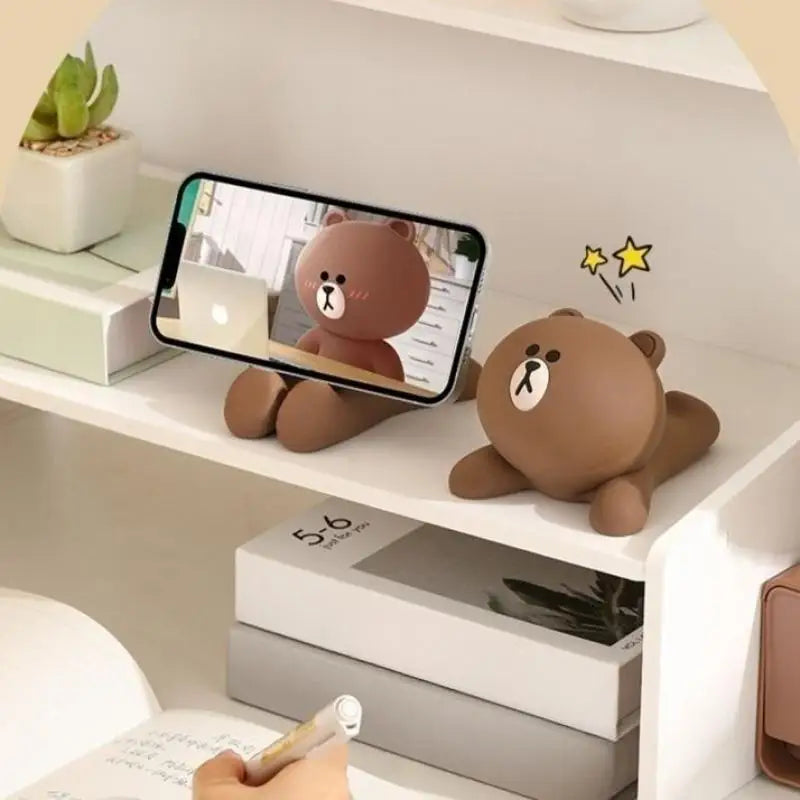 New Kawaii Lying Bear Lazy Desktop Phone Stand Cute Cartoon Tablet Bedhead Office Creative Decoration Pendant Gifts for Kids