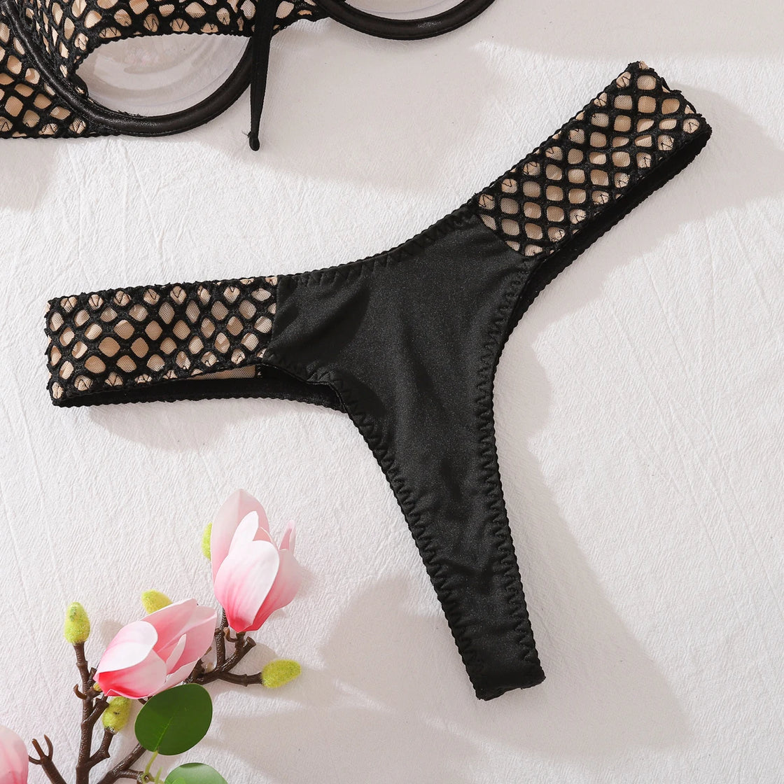 Fishnet Bikini Backless Lingerie Set