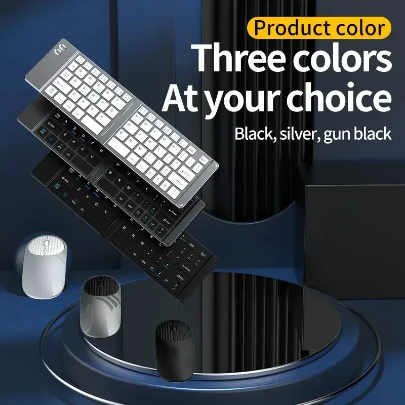 Folding Keyboard and Mouse 2.4G Mini Keypad Bluetooth Wireless Portable Silm Foldable Keyboards
