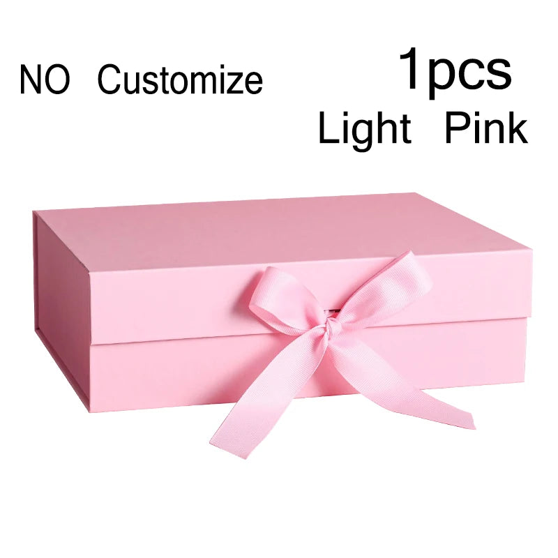 Party Gift Box Large Black Pink Luxury Gift Packaging Box With Ribbon Birthday Wedding Party Supplies Box Personalized LOGO