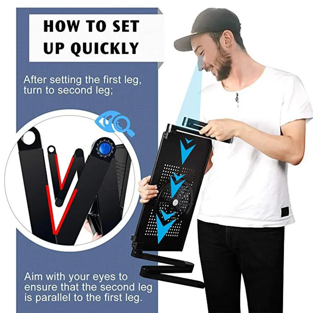 Aluminum Alloy Laptop Table Folding Notebook Desktop Stand With Cooling Fan Bed Laptop Tray Desk Study Desk Bed Office Bookshelf