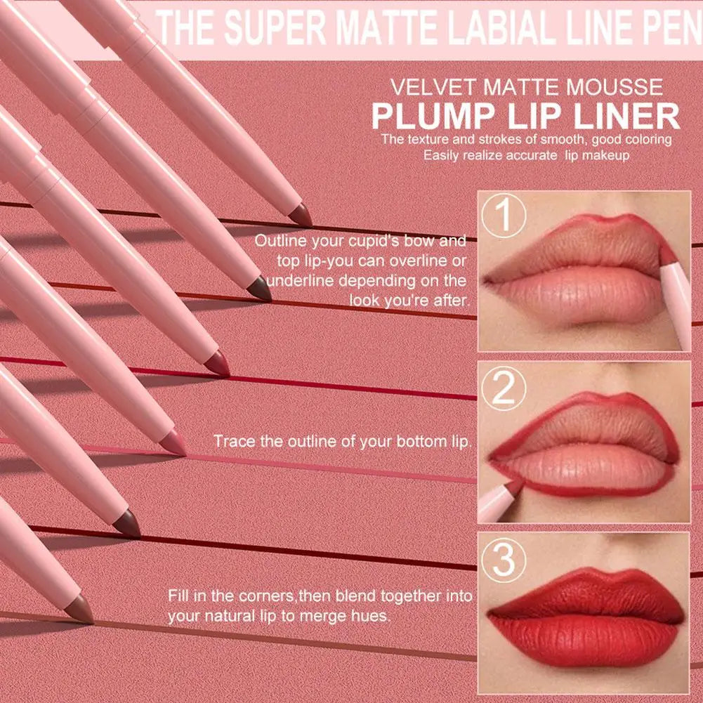 6PCS Waterproof Matte Lip Liner Set
