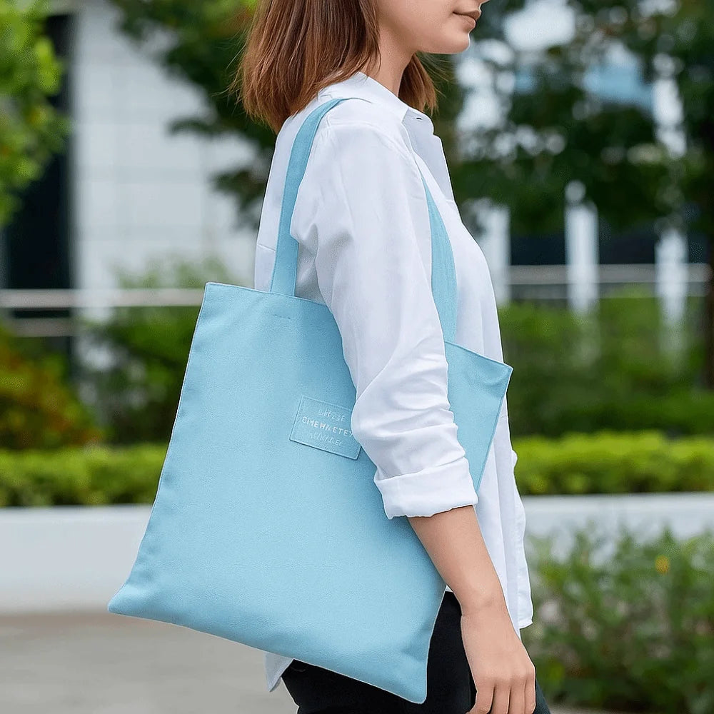 Portable Eco-friendly Canvas Cloth Bags Lightweight Exquisite Shopping Bags Reusable Foldable Double-sided Bags Daily Use