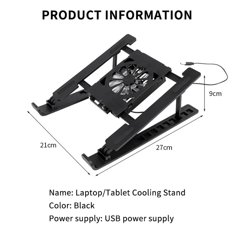 Foldable Notebook Cooler Base; One Cooling Fan Stand; Portable Heightened Laptop Rack