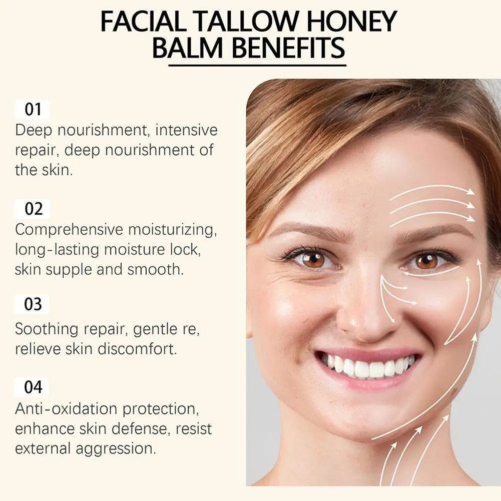 Facial Tallow Honey Balm 120g Face Cream Lasting Moisturizing Soothing Repair Damaged Skin Increase Facial Elasticity Nourishing