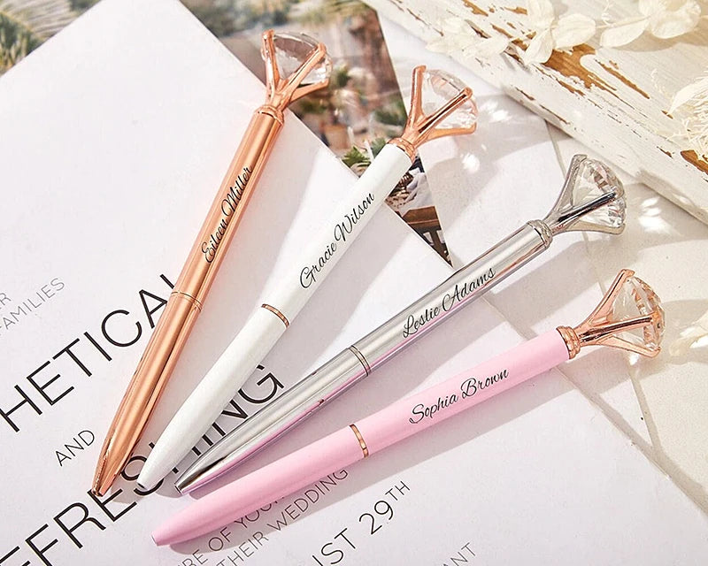 Personalized Bridesmaid Gift Diamond Pen with Engraving Name Party Gift for Her Bridal Shower Favors