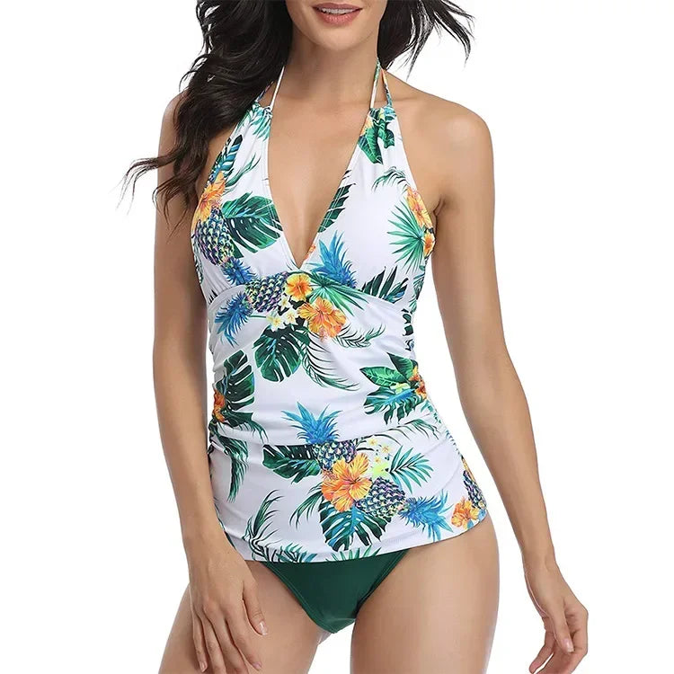 Bikini 2022 New Mujer V Neck Swimsuit Women Lace Up Swimwear Tankini Beach Bathing Suit Female Brazilian