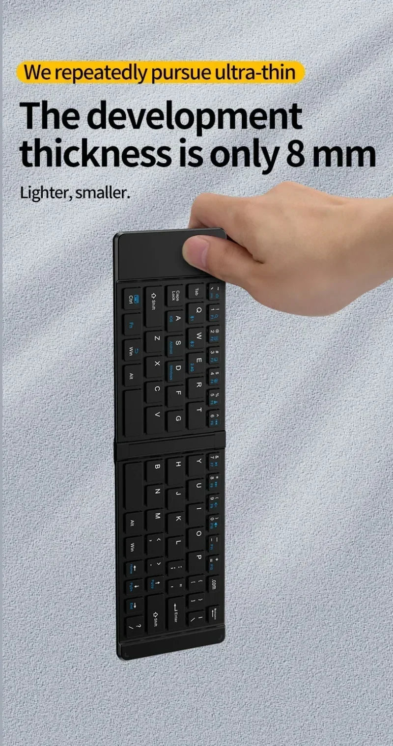 Folding Keyboard and Mouse 2.4G Mini Keypad Bluetooth Wireless Portable Silm Foldable Keyboards