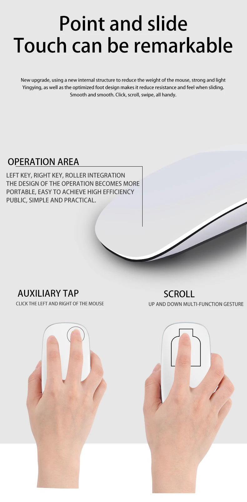 Rechargeable Bluetooth Mouse Magic 3 Ergonomic Multi-Touch BT5.0 Wireless Slim Rechargeable Mouse