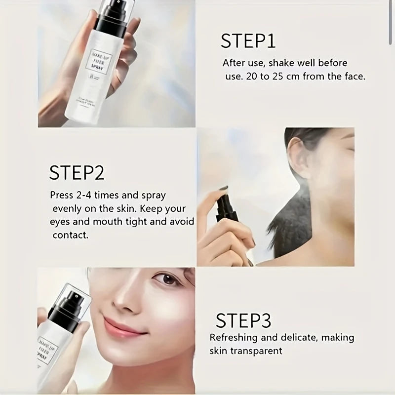 User-friendly application of the 100ml Star Flash Quicksand Makeup Setting Spray, ensuring perfect binding of makeup with its waterproof makeup setting spray quality.
