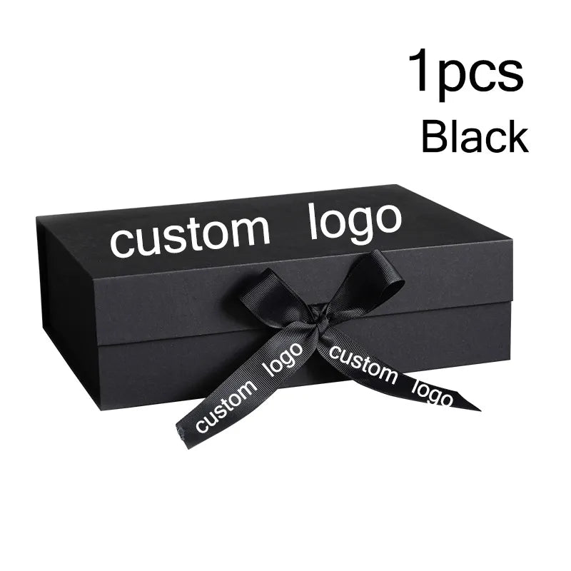 Party Gift Box Large Black Pink Luxury Gift Packaging Box With Ribbon Birthday Wedding Party Supplies Box Personalized LOGO
