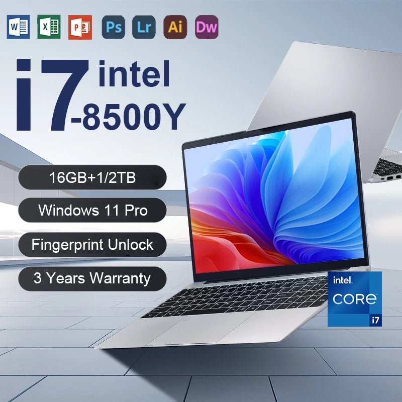 Windows 11 Pro Fingerprint UnIock Notebook 15.6 inch Laptop Computer PC Gamer Intel Core i7 8500Y Office Study Gaming Laptops i7