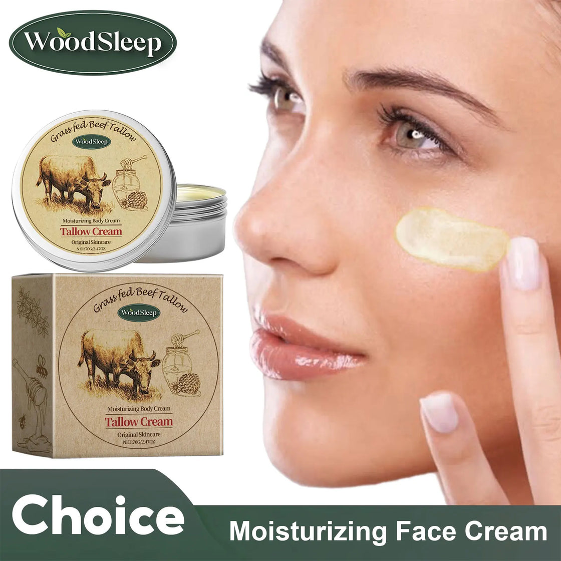 Beef Tallow Moisturizing Face Cream Body Lotion Facial Sensitive Redness Repair Soothing Shrink Pore Nourishing Soften Skin Care