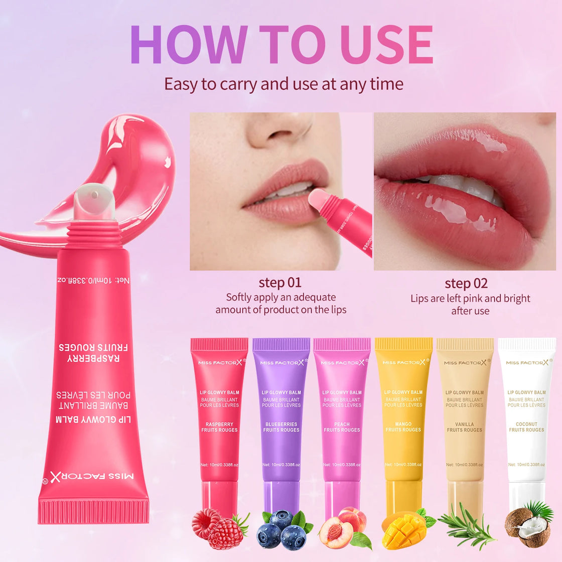 6-Color Lace Jelly Sparkling Lip Gloss Set