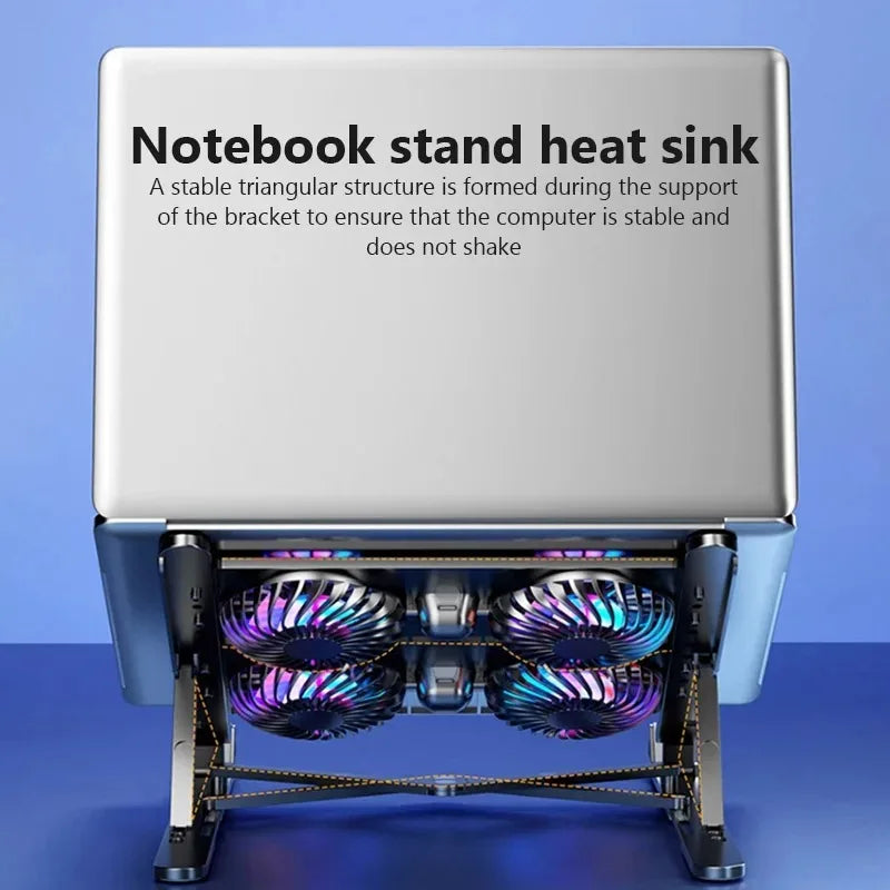 Laptop Base Stand Cooler Portable Foldable Notebook Stand with 4 Cooling Fan for 11-17.3 Devices Anti-slip