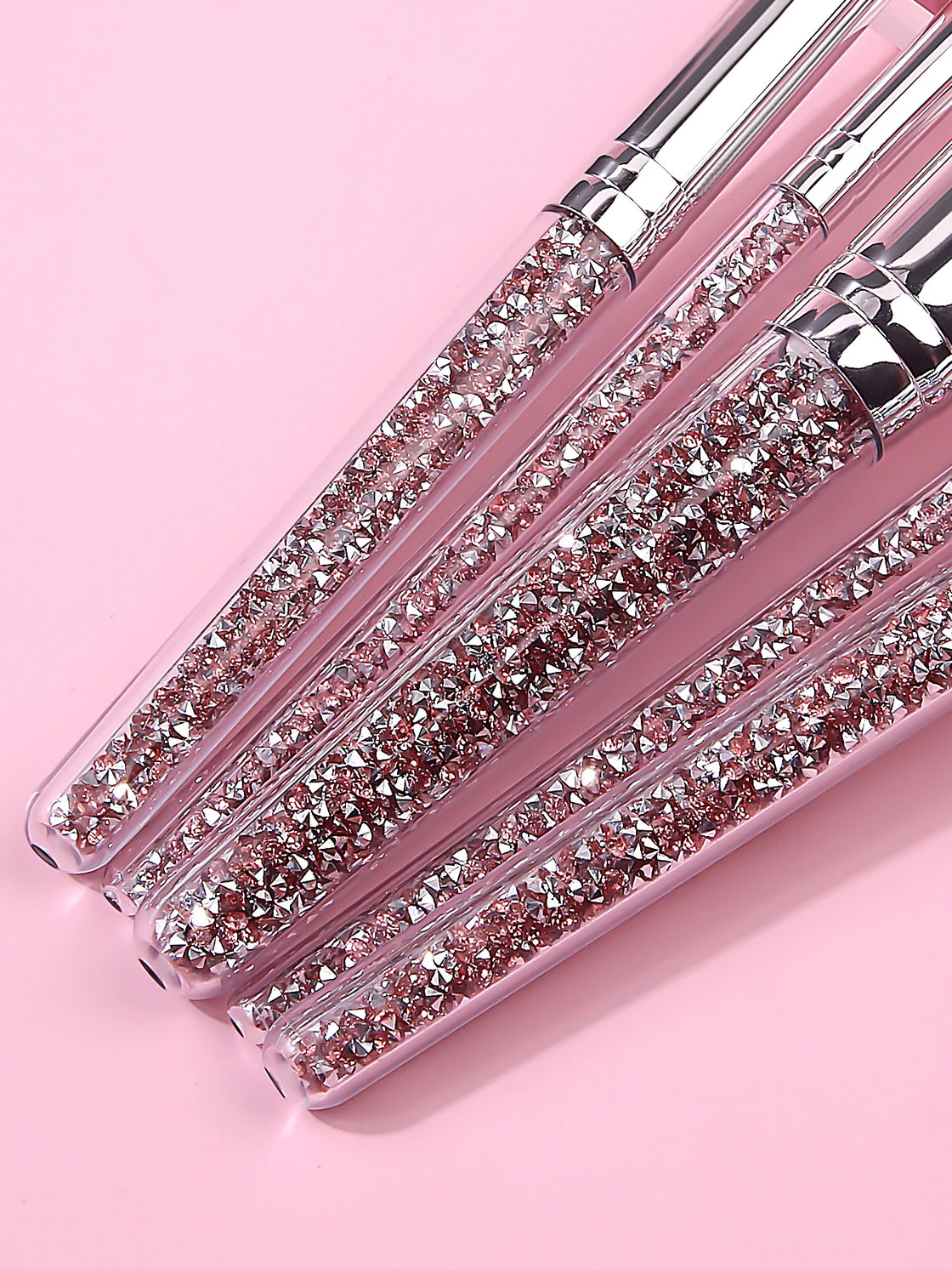 5 Pcs Pink Diamond Portable Makeup Brush Set