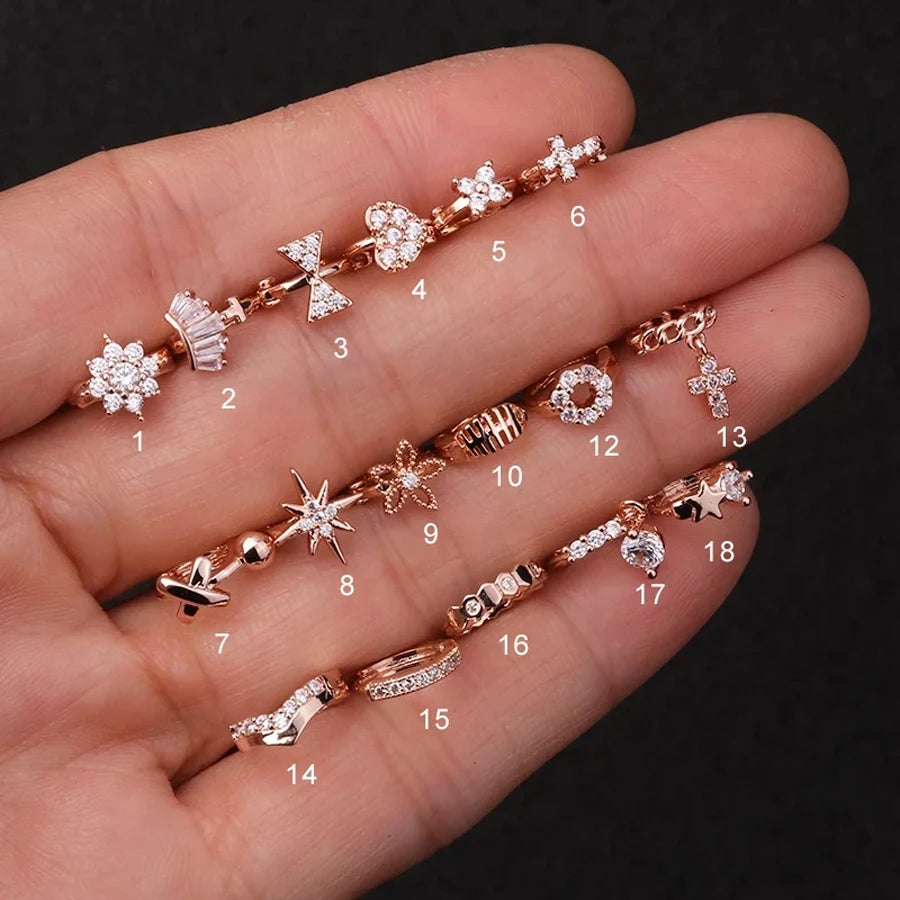 1 Piece Surgical steel Tiny 5mm Color Tiny Hoop Earring Piercing Cz Tragus Daith Rook Cartilage Ear Piercing Jewelry