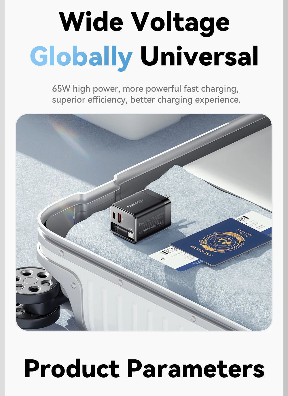 Essager 65W GaN Charger with Retractable Cable PD Fast Charging for Laptop Macbook iPhone 16 15 14 Xiaomi Type-C Phone Charger