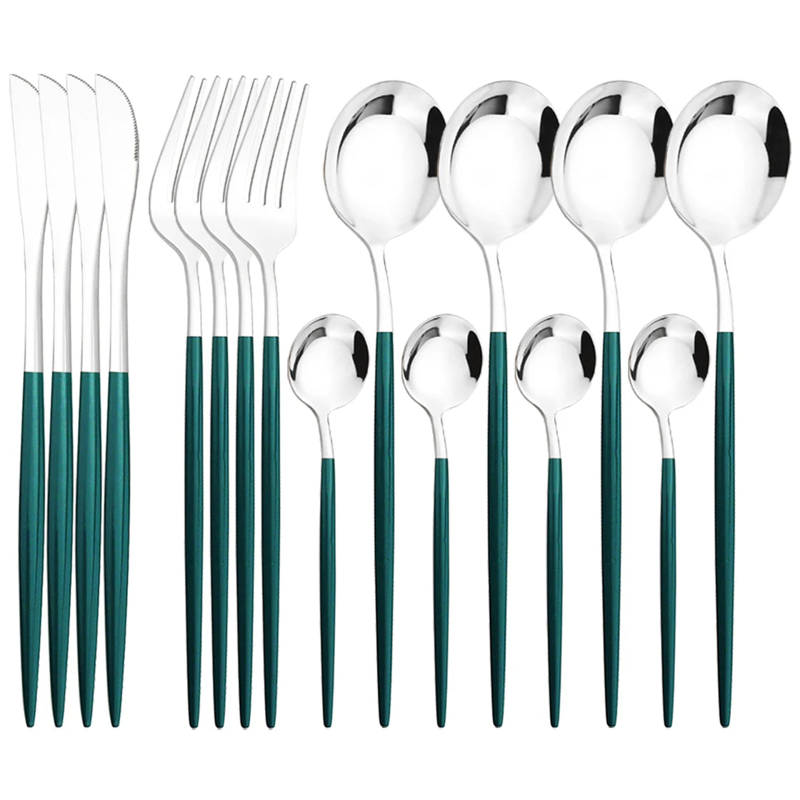 16Pcs Tableware Dinnerware Set Black Gold Cutlery Set Stainless Steel Fork Knife Teaspoon Dinner Silverware Kitchen Flatware Set