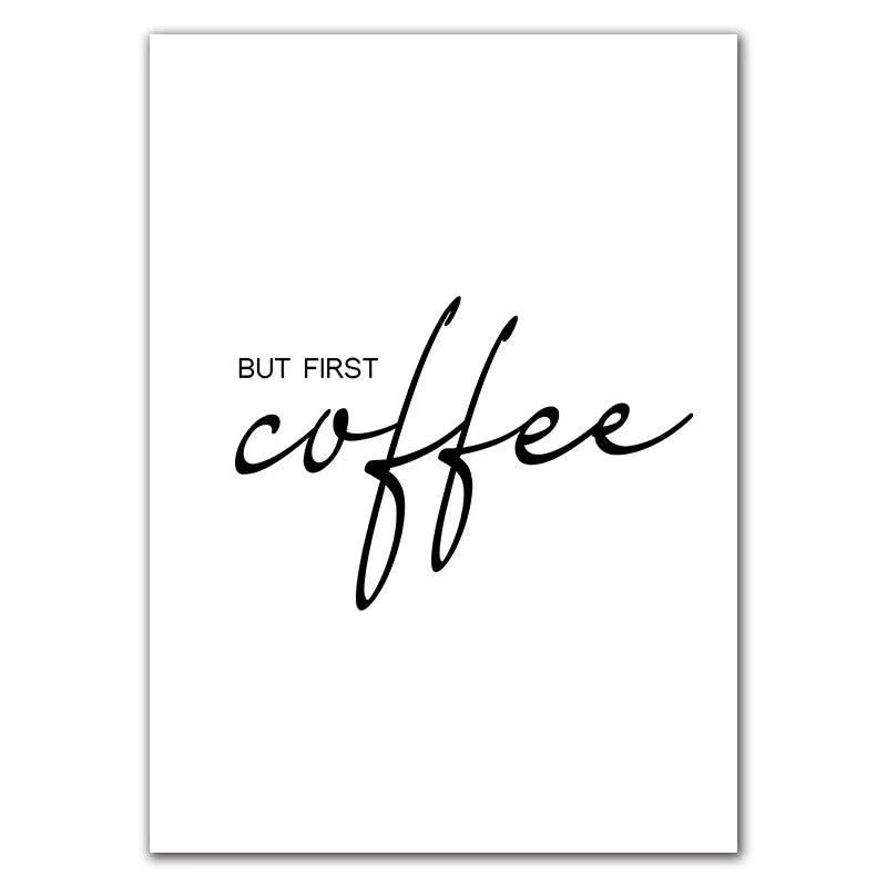Kitchen Art Decor But First Coffee Poster Bon Appetit Print Black White Wall Art Canvas Painting For Dining Room Home Decoration